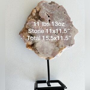 XL Pink Amethyst Crystal Geode on Black Iron Stand 11lbs